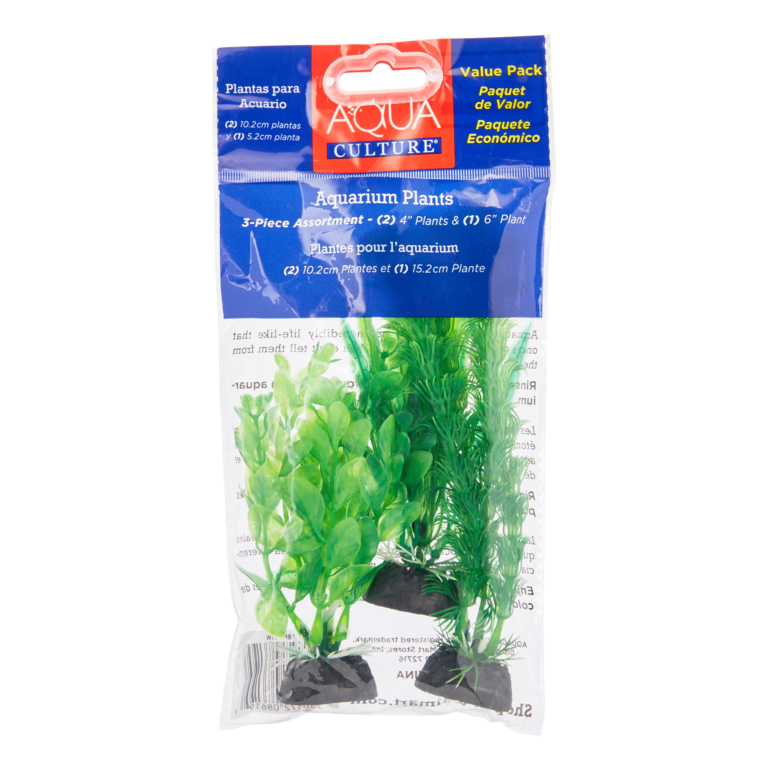 Aqua Culture Aquarium Plant Decorations, Green, 3-Pack