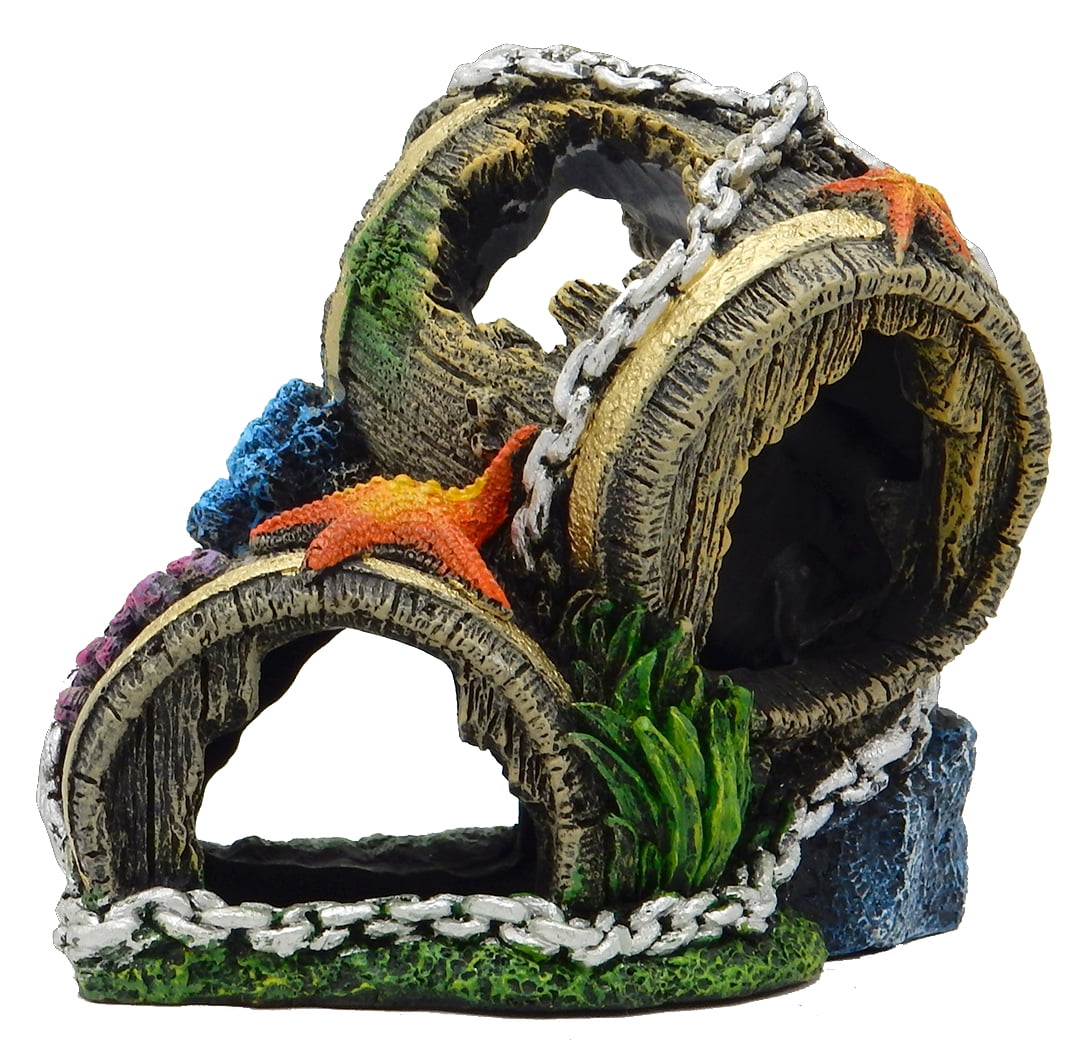 Aqua Culture Barrel Aquarium Ornament - Multicolor