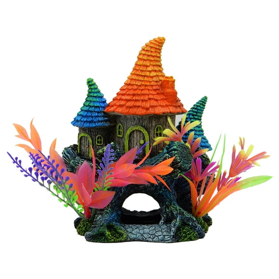 Aqua Culture Elf House Aquarium Ornament - Multicolor
