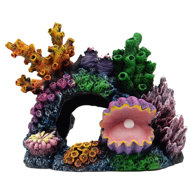 fish tank accessory sale 8 Pieces Betta Decor Accessories, Colorful Coral Reef Aquarium Decor Set with Coral Mountain, Starfish Bucket and 6 Aquatic Plants, Fish Aquarium Decor for Beta Fish Aquariums and Betta beach sign Extra Large Aquarium Decorations for