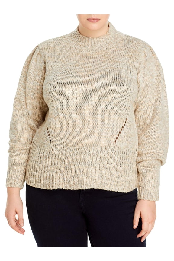 Womens Plus Ribbed Knit Pullover Mock Turtleneck Sweater