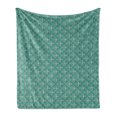 thumbnail image 1 of Aqua Damask Soft Flannel Fleece Throw Blanket, Paisley Inspired Oriental Folk Motifs Repetition, Cozy Plush for Indoor and Outdoor Use, 60" x 80", Dark Seafoam Cadet Blue, by Ambesonne, 1 of 5