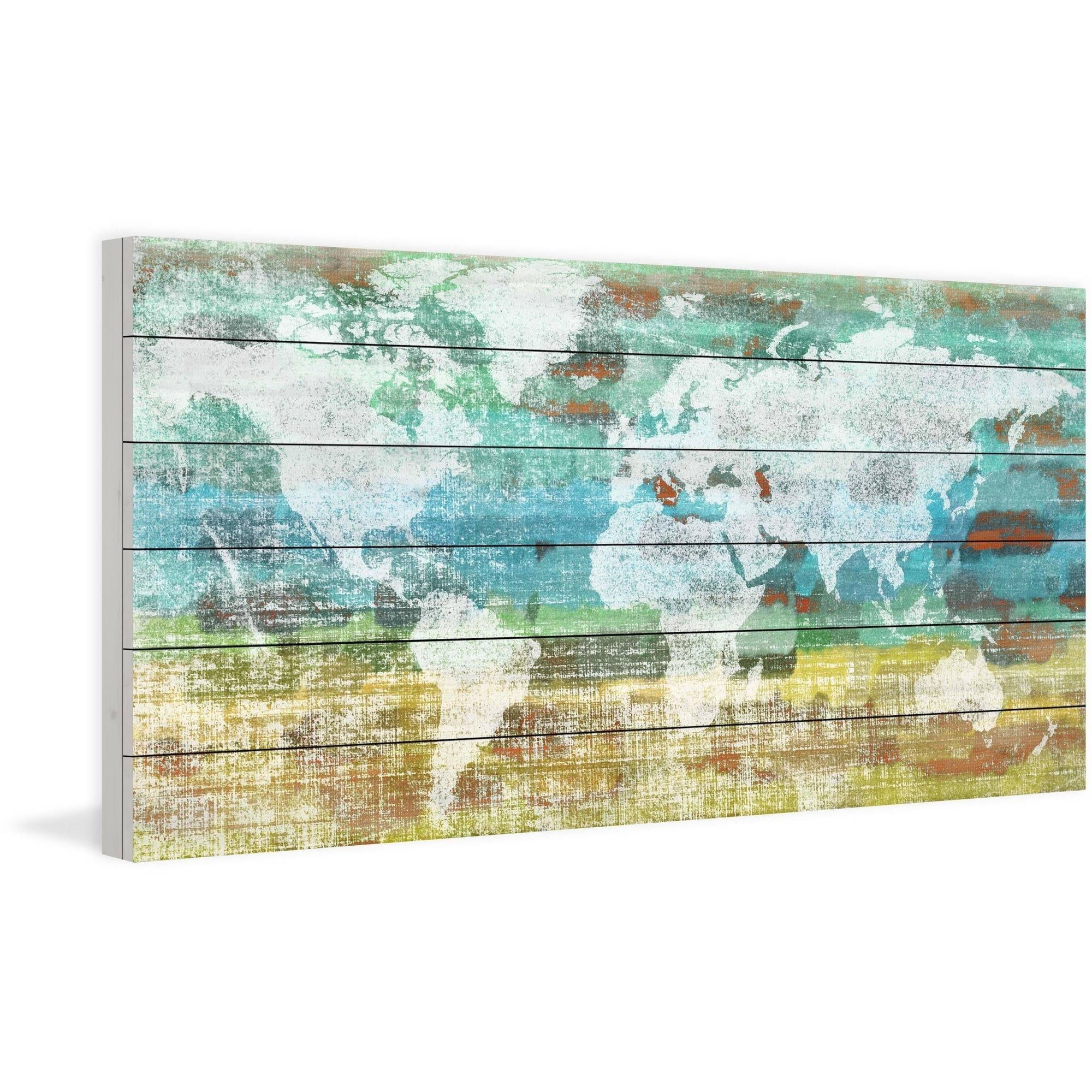 "Aqua Day" Painting Print on White Wood