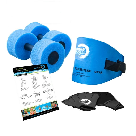 Aqua Deluxe Training System 6-Piece Fitness Set, Adult Water Aerobics Equipment for Pool