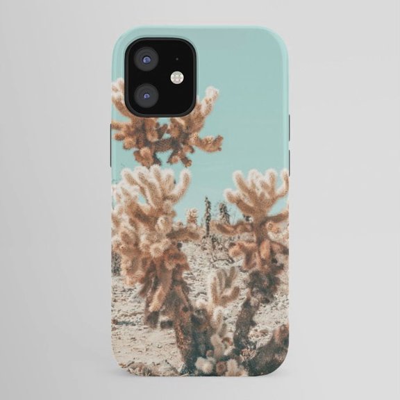 Aqua Desert Cholla Cactus Tough Phone Case for Apple iPhone, Polycarbonate Shell with TPU Liner