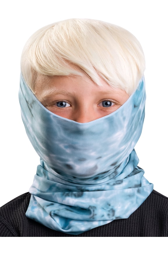 Children’s Face Mask Neck Gaiter: Kids Reusable Bandana Tube: UPF 50+ UV Sun Dust Wind Protection: Aqua Sky size Small