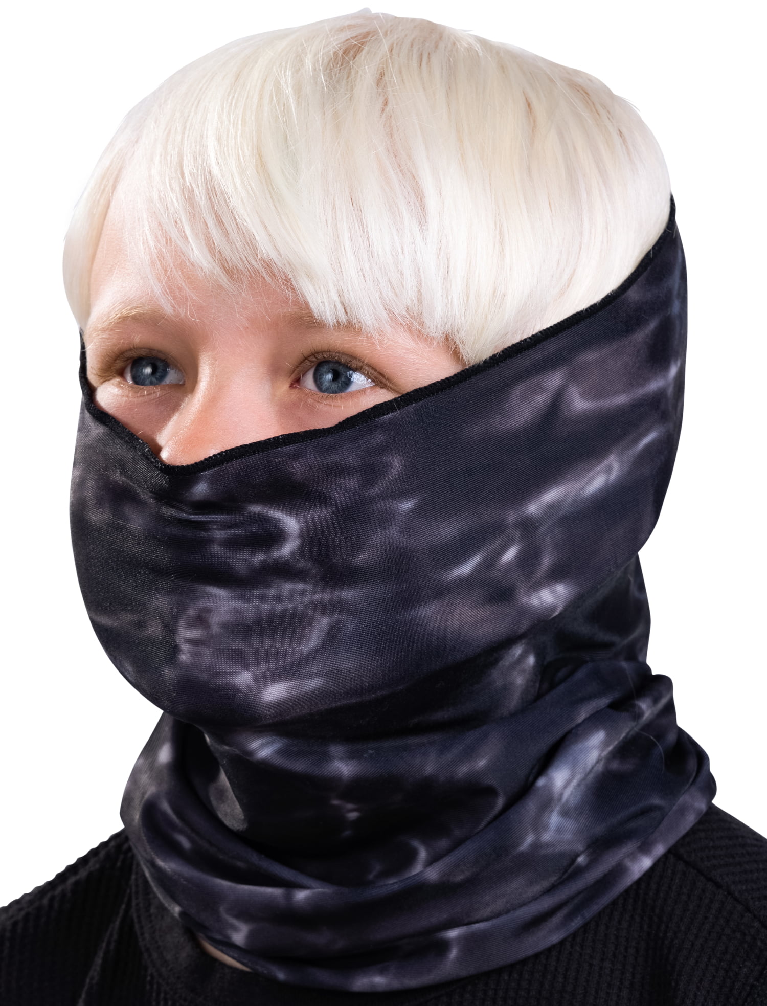 Aqua Design Children’s Face Mask Neck Gaiter: Kids Reusable Bandana Tube:  UPF 50+ UV Sun Dust Wind Protection: Black Water size XL