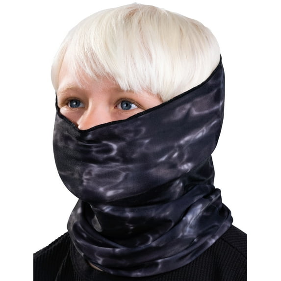 Aqua Design Children’s Face Mask Neck Gaiter: Kids Reusable Bandana Tube: UPF 50+ UV Sun Dust Wind Protection: Black Water size XL