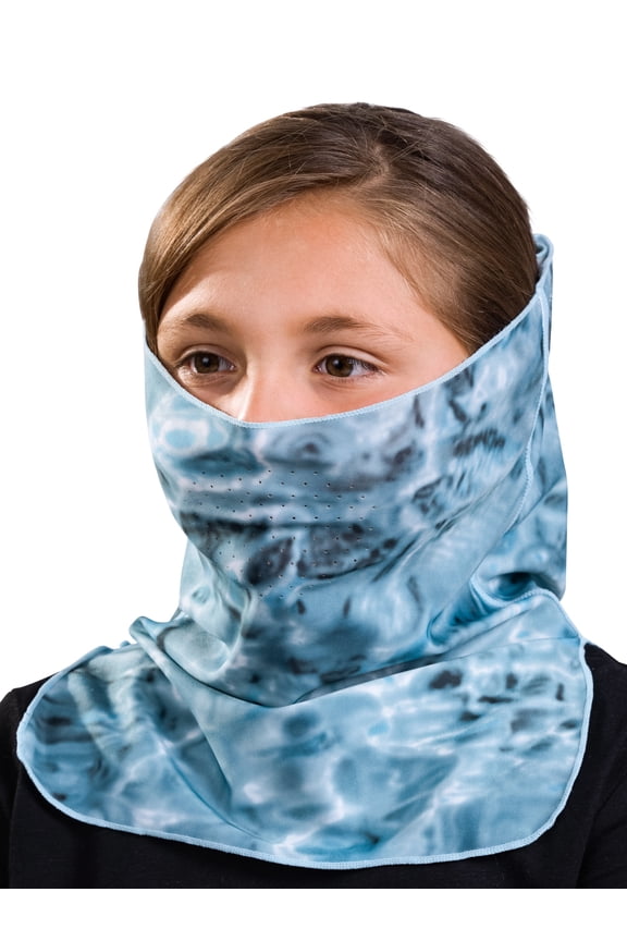 Children’s Size Adjustable Sun Protection Face Mask: Kids UPF 50+ ProMax UV Mask: Fits All Ages 4+ : Aqua Sky size M/S