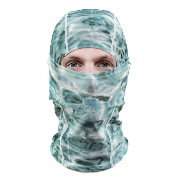 Aqua Design: Cool Weather Mens Face Mask UPF50+ Sun Wind Helmet Liner Balaclava; Aqua Sky