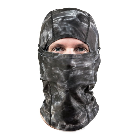 Aqua Design: Cool Weather Mens Face Mask UPF50 Sun Wind Helmet Liner Balaclava; Black Water