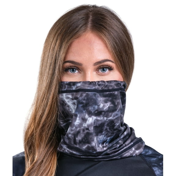 Aqua Design Face Mask Neck Gaiter Women: Adjustable Drawstring: Microfleece UPF 50  UV Sun Protection All-Season Reusable Bandana Scarf Cover: Black Water