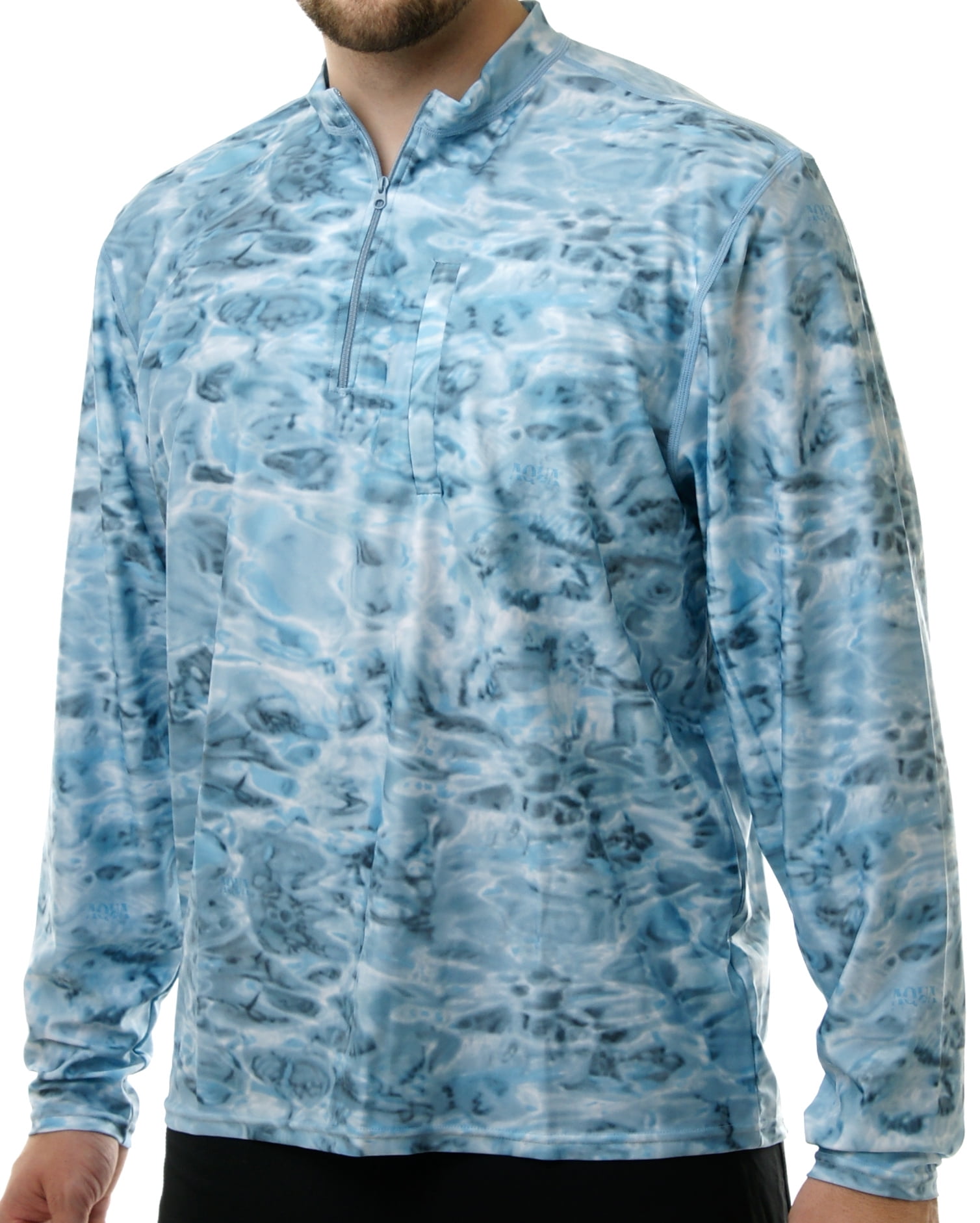 Aqua Design Fishing Shirts Men: UPF 50+ Camo Long Sleeve Zip