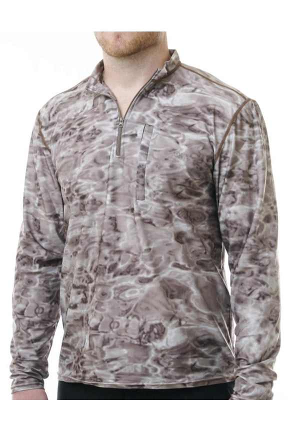 Men's Spear Fishing 1/4 Zip High Collar Long Sleeve Rash Guard Shirt: Pacific Sand size 2XL