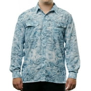 Aqua Design Mens Button Down Shoreline Long Sleeve UPF Sun Protection Camo Shirt: Aqua Sky size XL