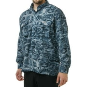 Aqua Design Mens Long Sleeve Voyager Vented Camo Fishing Shirt: Misty Sky size S