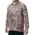 thumbnail image 1 of Aqua Design Mens Long Sleeve Voyager Vented Camo Fishing Shirt: Pacific Sand size 4XL, 1 of 2