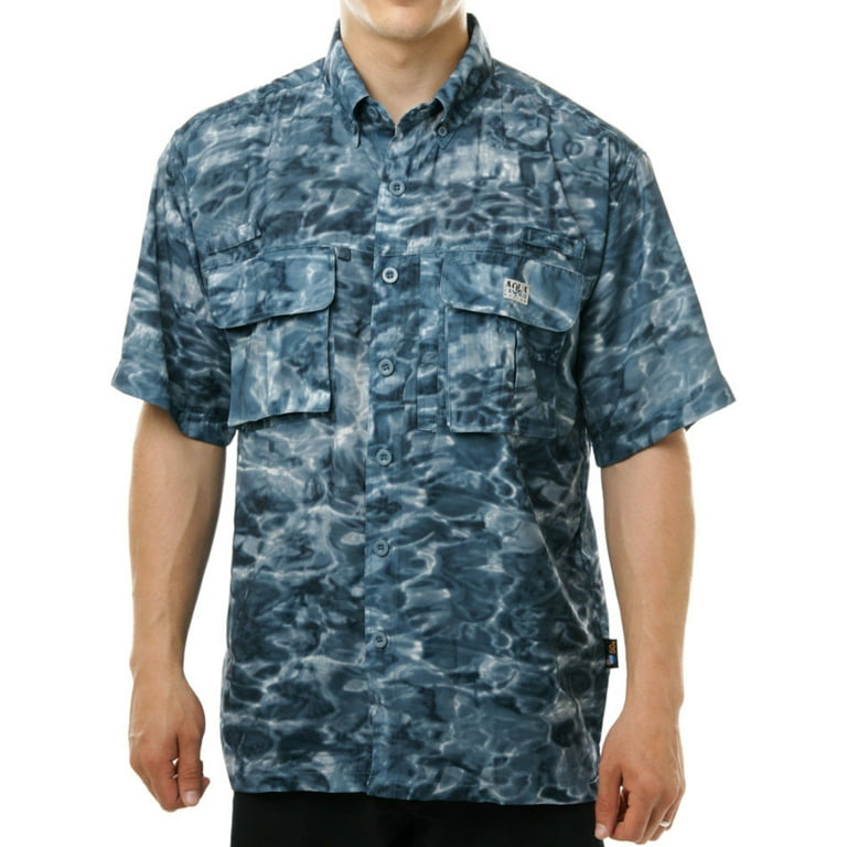 Aqua Design Mens Short Sleeve Fly Fishing Shirts UPF 50+: Misty Sky size 3XL