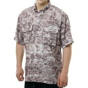 Aqua Design Mens Short Sleeve Fly Fishing Shirts UPF 50+ Pacific Sand size S