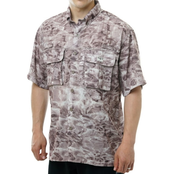 Aqua Design Mens Short Sleeve Fly Fishing Shirts UPF 50+: Pacific Sand size XL