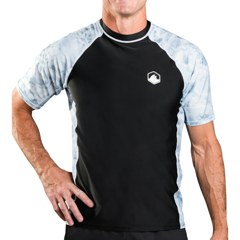Aqua Design Mens Short Sleeve Rash Guard Shirt: Surf Swim