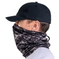 thumbnail image 1 of Aqua Design Neck Gaiter Face Mask Cover For Men: Adjustable Drawstring Size Fits Most: Reusable Bandana Scarf: Microfleece UPF 50+ UV Sun Dust Wind Protection: Black Water, 1 of 6