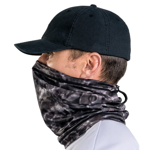 Aqua Design Neck Gaiter Face Mask Cover For Men: Adjustable Drawstring Size Fits Most: Reusable Bandana Scarf: Microfleece UPF 50+ UV Sun Dust Wind Protection: Black Water