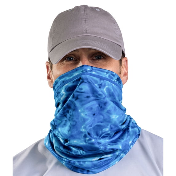 Aqua Design Neck Gaiter Face Mask Cover For Men: Adjustable Drawstring Size Fits Most: Reusable Bandana Scarf: Microfleece UPF 50+ UV Sun Dust Wind Protection: Royal Ripple