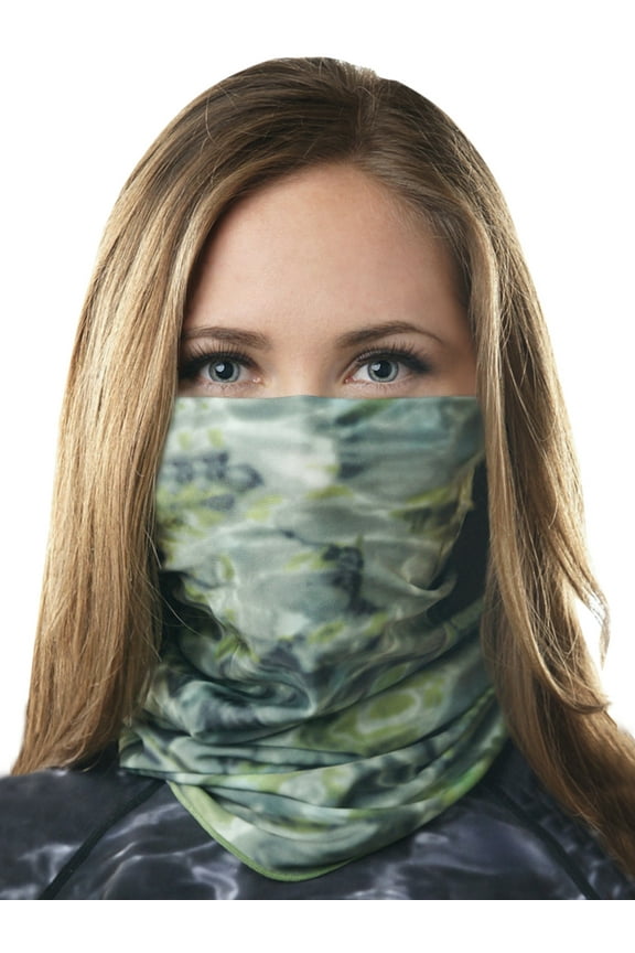 Neck Gaiter Face Mask For Women Washable Breathable Cloth: Aqua Design Balaclava: Green Bayou size Large