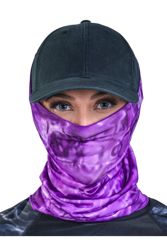 Neck Gaiter Face Mask For Women Washable Breathable Cloth: Aqua Design Balaclava: Liquid Purple size X-Large