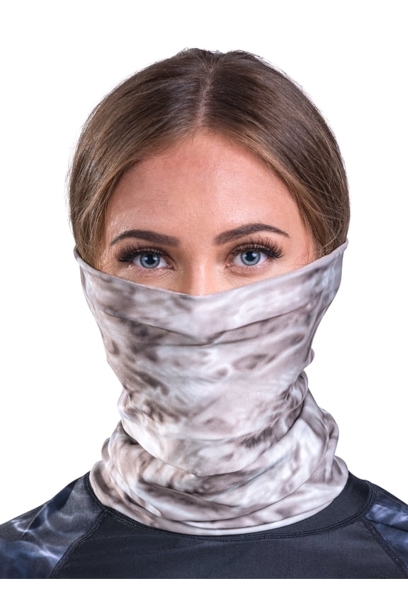 Neck Gaiter Face Mask For Women Washable Breathable Cloth: Aqua Design Balaclava: Pacific Sand size X-Large