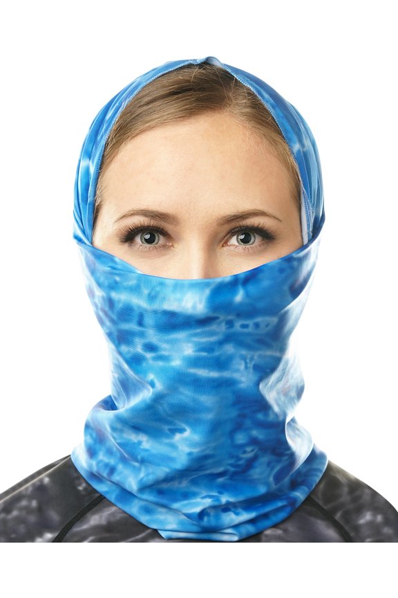 Neck Gaiter Face Mask For Women Washable Breathable Cloth: Aqua Design Balaclava: Royal Ripple size Large