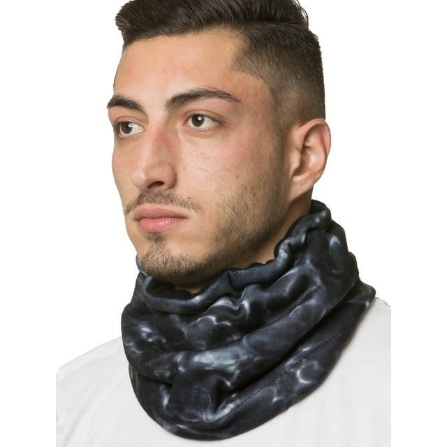 Aqua Design Neck Warmer Men Gaiter: Winter Cold Weather Camo Fleece Face Mask: Black Water