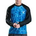 thumbnail image 1 of Aqua Design Rash Guard Men Long Sleeve Thumb Hole UPF 50+ Rashguard Swim Shirts: Royal Ripple/Black size X-Large, 1 of 6