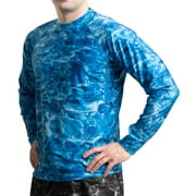 Aqua Design Rash Guard Men: UPF 50+ Long Sleeve Rashguard Swim Shirts for Men: Royal Ripple size 4X-Large