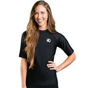 Aqua Design Rashguard Swim Shirts for Women UPF50+ Short Sleeve Rash Guard Shirt: Black size 6X-Large