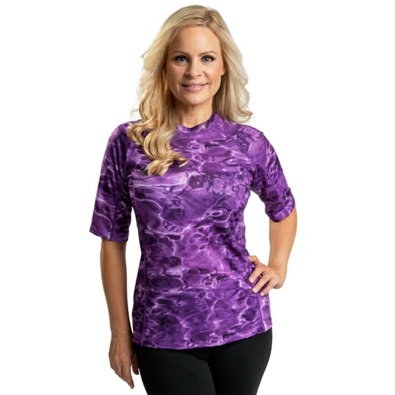 Aqua Design Rashguard Swim Shirts for Women UPF50+ Short Sleeve Rash Guard Shirt: Liquid Purple size S