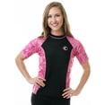 thumbnail image 1 of Aqua Design Short Sleeve Rash Guard Women: UPF 50+ UV Protection Swim Shirt Top: Pink Water/Black size 4X-Large, 1 of 2