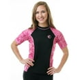 thumbnail image 1 of Aqua Design Short Sleeve Rash Guard Women: UPF 50+ UV Protection Swim Shirt Top: Pink Water/Black size X-Large, 1 of 2