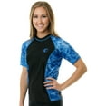 thumbnail image 1 of Aqua Design Short Sleeve Rash Guard Women: UPF 50+ UV Protection Swim Shirt Top: Royal Ripple/Black size 5X-Large, 1 of 6