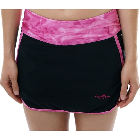 Aqua Design Skort for Women: Athletic UPF 50+ Womens Skorts Skirt with Pockets; Pink Water/Black size 2XL