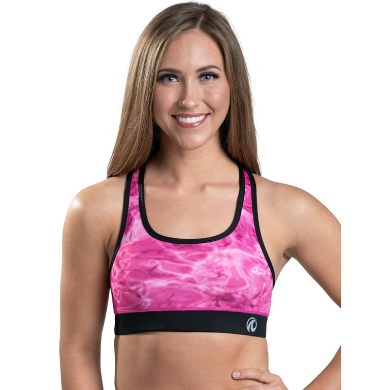 Aqua Design Sports Bras for Women: Workout Racerback Sport Bra Womens Top:  Pink Water size Small