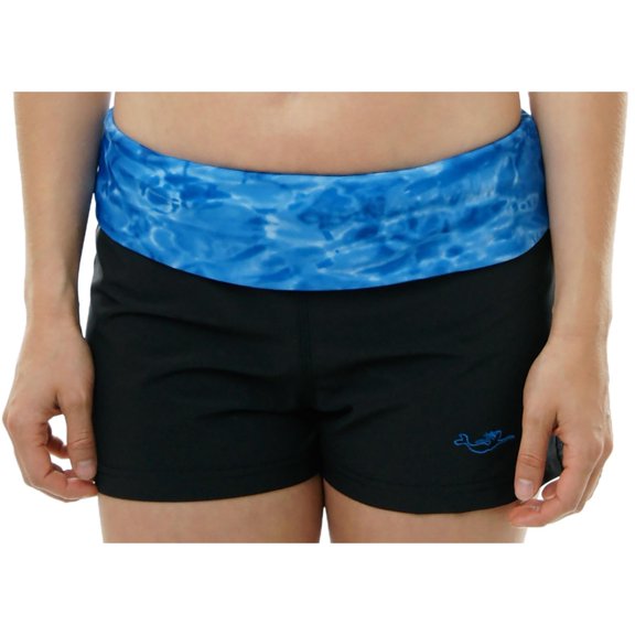 Aqua Design Swim Shorts for Women UPF 50+ UV Boy Short Swimshorts Swimwear: Royal Ripple/Black size 2XL