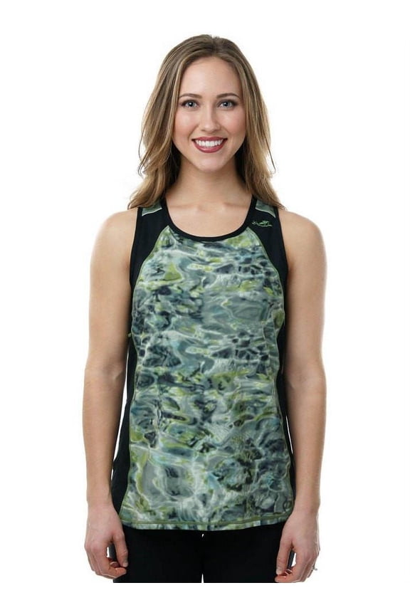 Womens Racerback Workout Tank Top: Green Bayou/Black size L