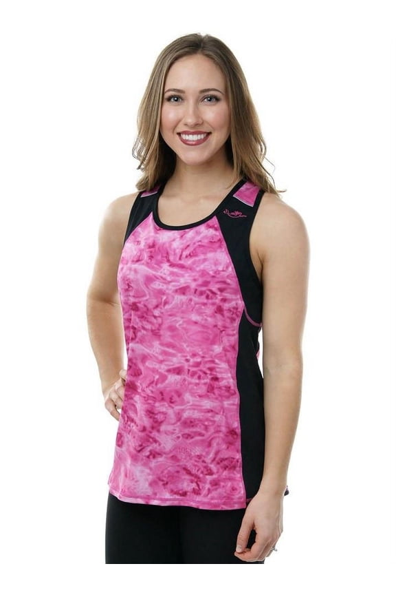 Womens Racerback Workout Tank Top: Pink Water/Black size XL