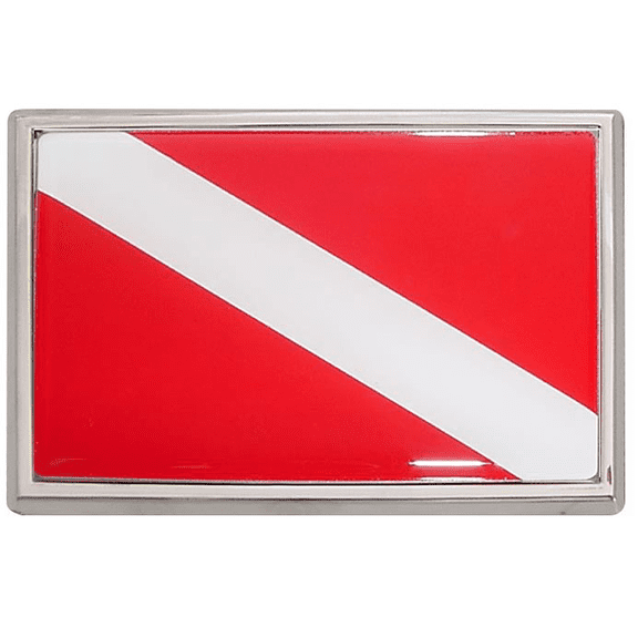 Aqua Dive Flag Chrome Auto Emblem