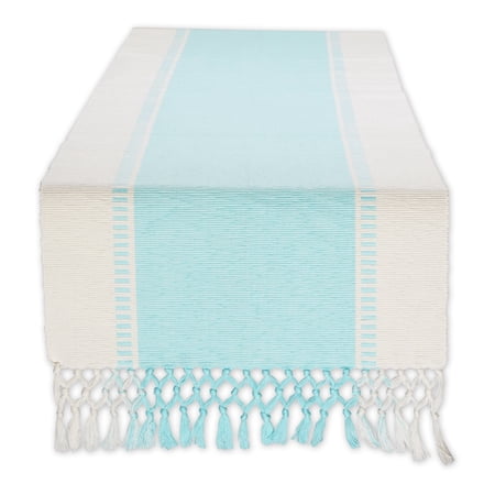 Aqua Dobby Stripe Ribbed Table Runner 13x108