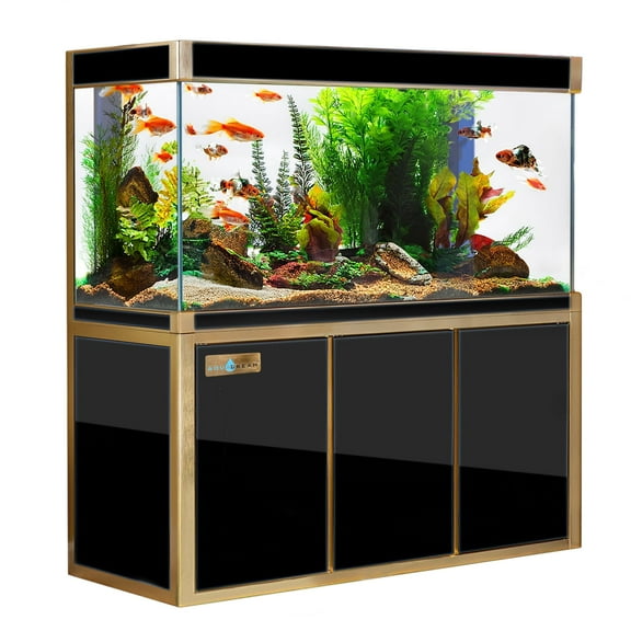 Aqua Dream 135 Gallon Tempered Glass All-in-one Aquarium Black With Gold