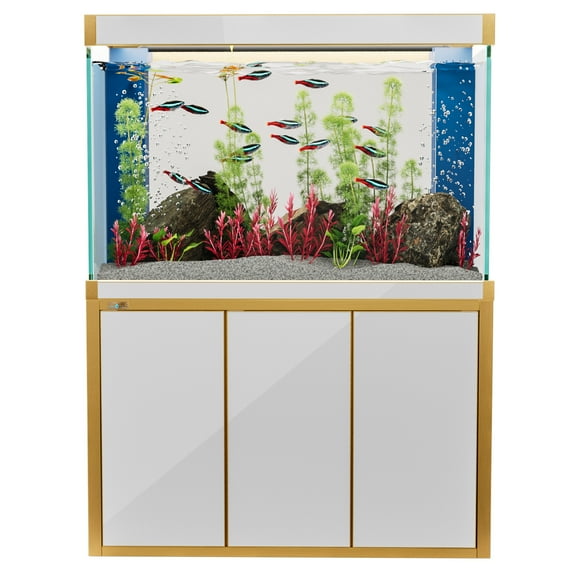 Aqua Dream 175 Gallon Tempered Glass All-in-one Aquarium White and Gold