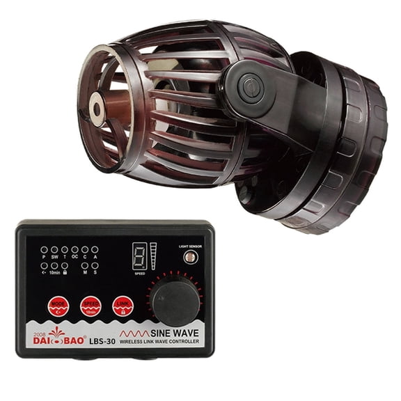 Aqua Dream LBS Series 2400 GPH DC Sine Wave Maker (Black): Ultra-Quiet Reef Pump with 6 Wave Modes, Wireless Link & 360 Adjustable Flow